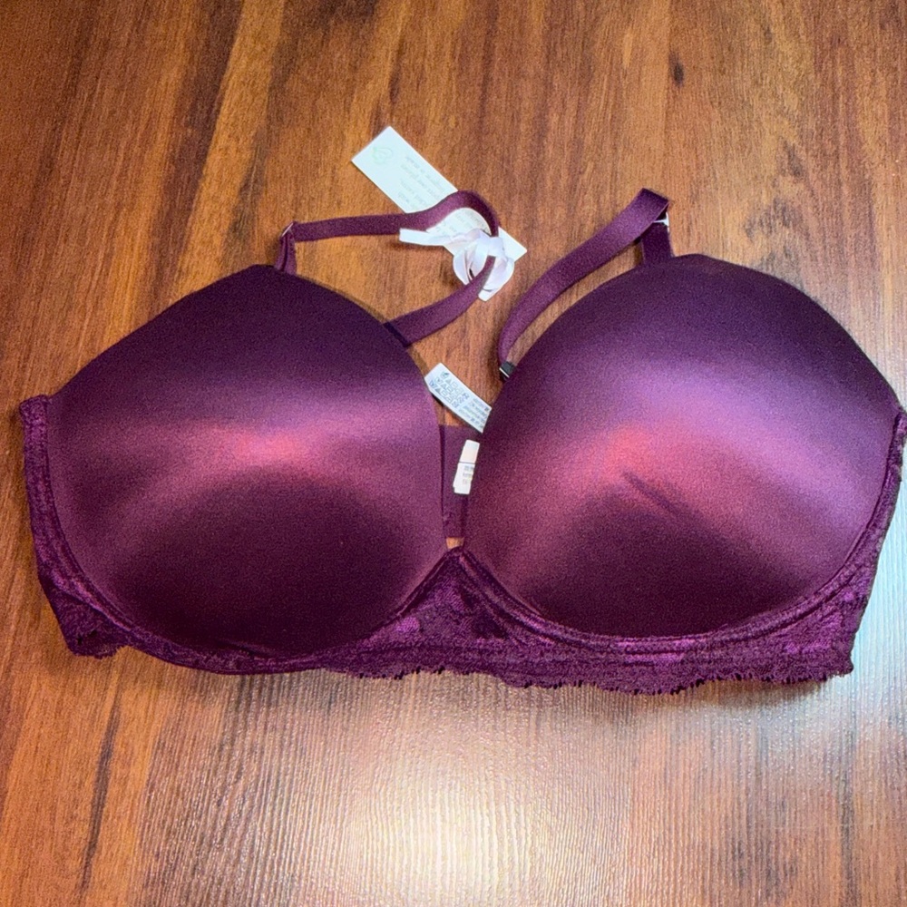 VS BODY BY VICTORIA Lace Wing Wireless Nursing Bra 36DDD maroon maternity